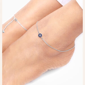 Silver Blue Evil Eye Anklet