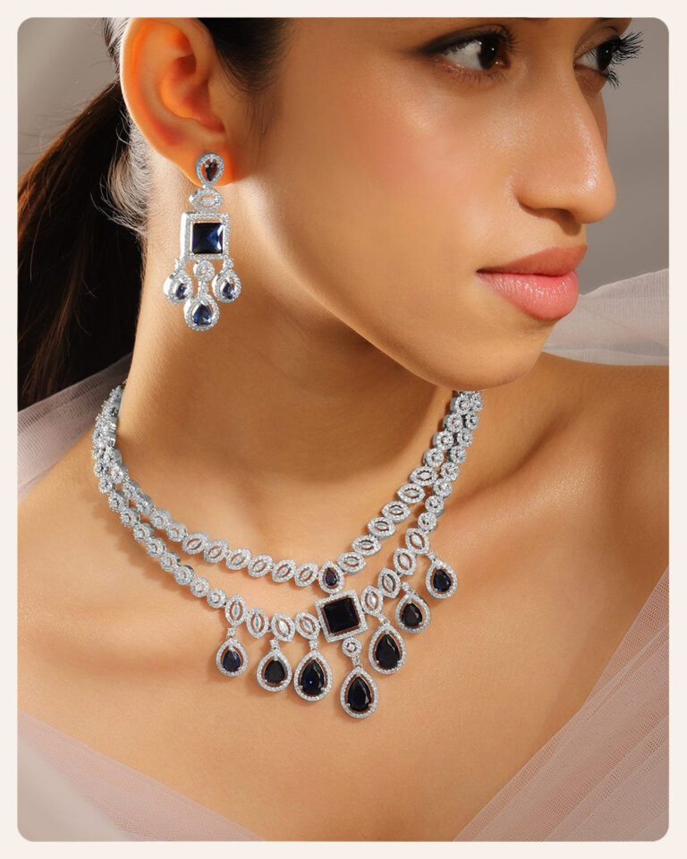 UsefulMate- Plated Blue Sapphire Jewellery Set